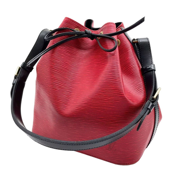 Louis Vuitton Epi Leather Petit Noe Bucket Bag Vintage Red Black Shoulder Purse - Picture 1 of 14
